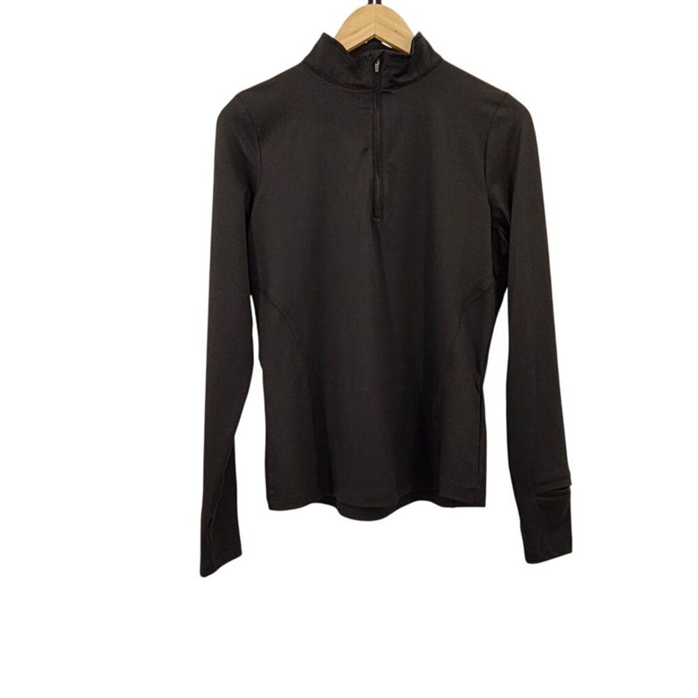 Quince Men Flowknit Quarter-Zip Pullover Black Sleeved Top M